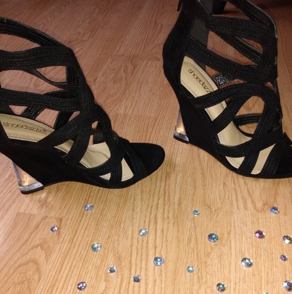 Sexy wedge glass SHOE DAZZLE heel NWOT - Picture 1 of 7